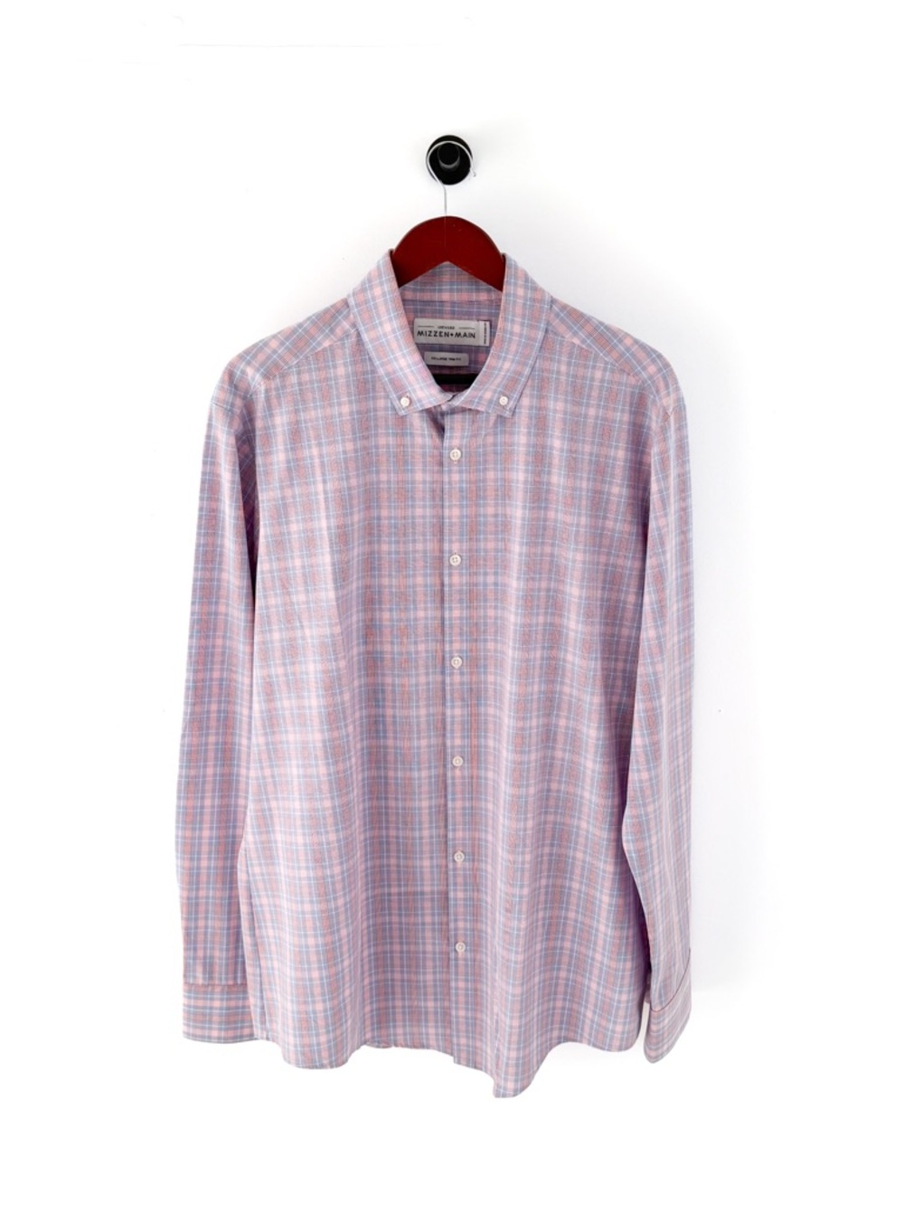 New Mizzen + Main Trim Leeward  Button Down Shirt Plaid Light XXL White Men's - Picture 6 of 12